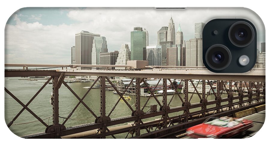 Downtown District iPhone Case featuring the photograph Brooklyn Bridge View Of Lower Manhattan by Ppampicture