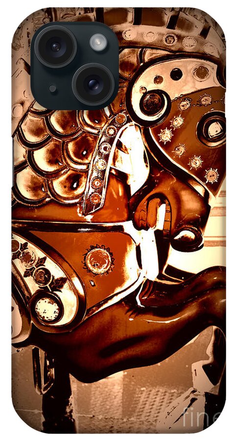 Carousel iPhone Case featuring the digital art Brown Carousel Horse by Patty Vicknair