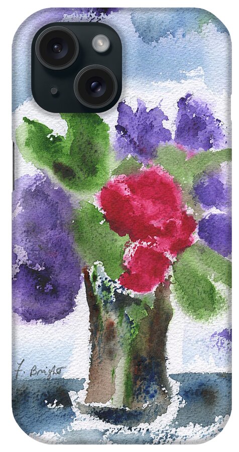 Brown Vase Of Flowers iPhone Case featuring the painting Brown Vase of Flowers by Frank Bright
