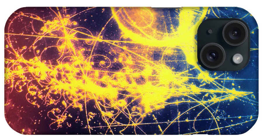 Neutrino Interaction Event iPhone Case featuring the photograph Bubble Chamber Image Of Neutrino Event by Science Photo Library