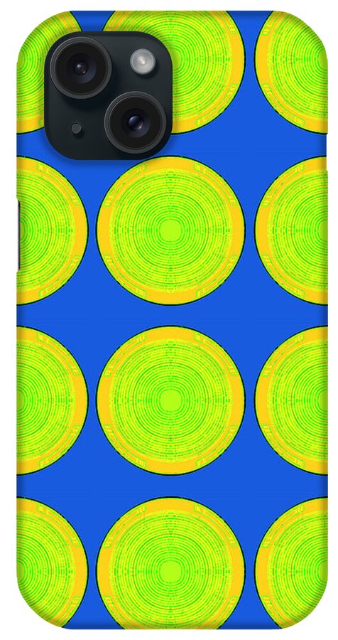 Sun iPhone Case featuring the painting Bubbles Lime Blue Warhol by Robert R by Robert R Splashy Art Abstract Paintings