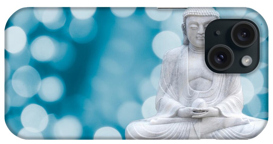 Asia iPhone Case featuring the photograph Buddha Enlightenment Blue by Hannes Cmarits