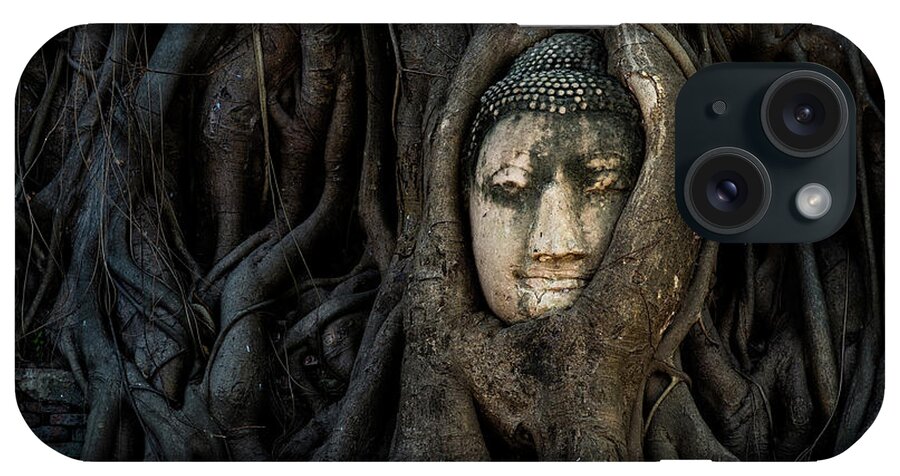 Statue iPhone Case featuring the photograph Buddha Head Thailand by Noppawat Tom Charoensinphon