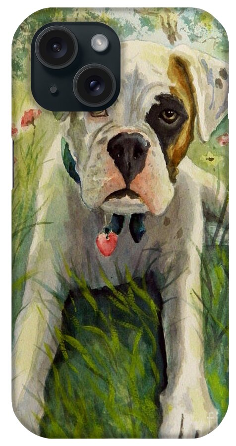 Puppy iPhone Case featuring the painting Buddy The Boxer by William Reed