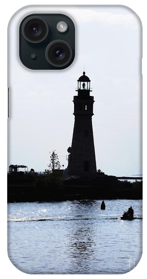 Jet Skis iPhone Case featuring the photograph Buffalo Main Lighthouse and Jet Skiers by Rose Santuci-Sofranko