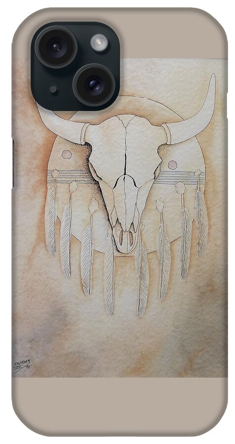 Native American iPhone Case featuring the painting Buffalo Shield by Richard Faulkner