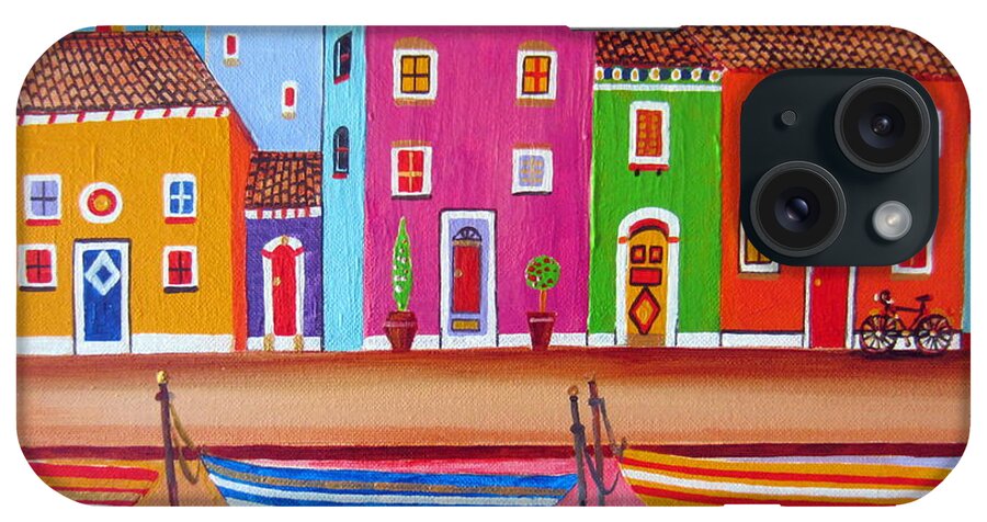 Burano iPhone Case featuring the painting Burano fishermen village by Roberto Gagliardi