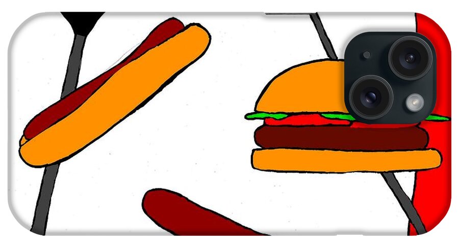 Food iPhone Case featuring the painting Burgers and Dogs by James and Donna Daugherty