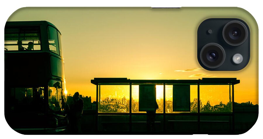 London iPhone Case featuring the photograph Bus stop at sunset by Dutourdumonde Photography
