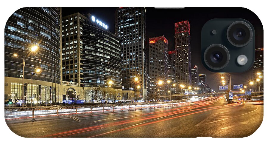 central Business District iPhone Case featuring the photograph Busy Beijing Night - Central Business District by Brendan Reals