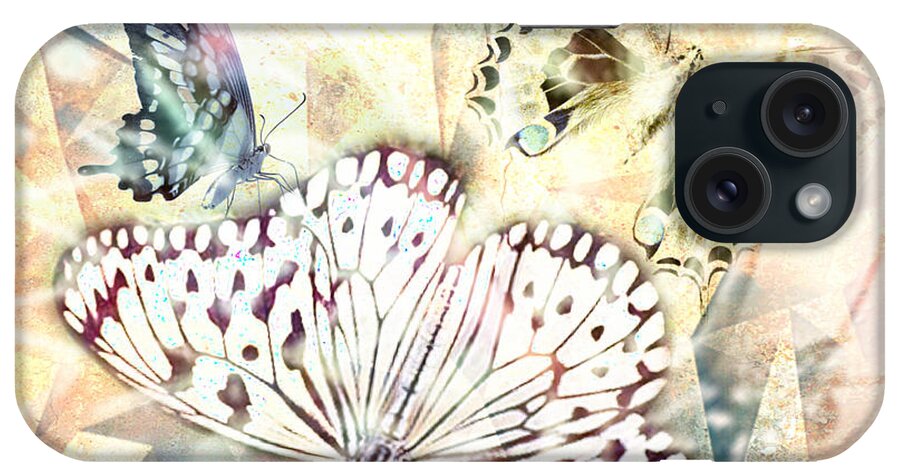 Lynda Payton Digital Art iPhone Case featuring the digital art Butterflies Geometric 4 by Lynda Payton