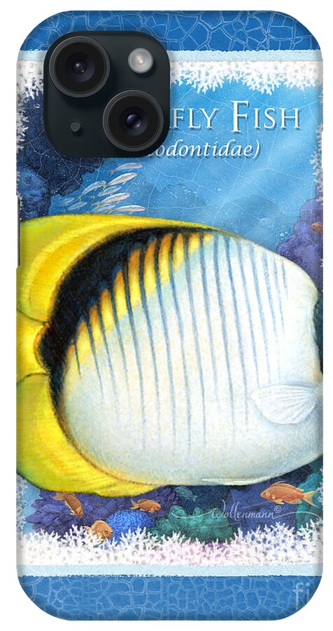Fish iPhone Case featuring the digital art Butterfly Fish by Randy Wollenmann