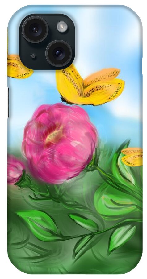 Floral iPhone Case featuring the digital art Butterfly Triplets by Christine Fournier
