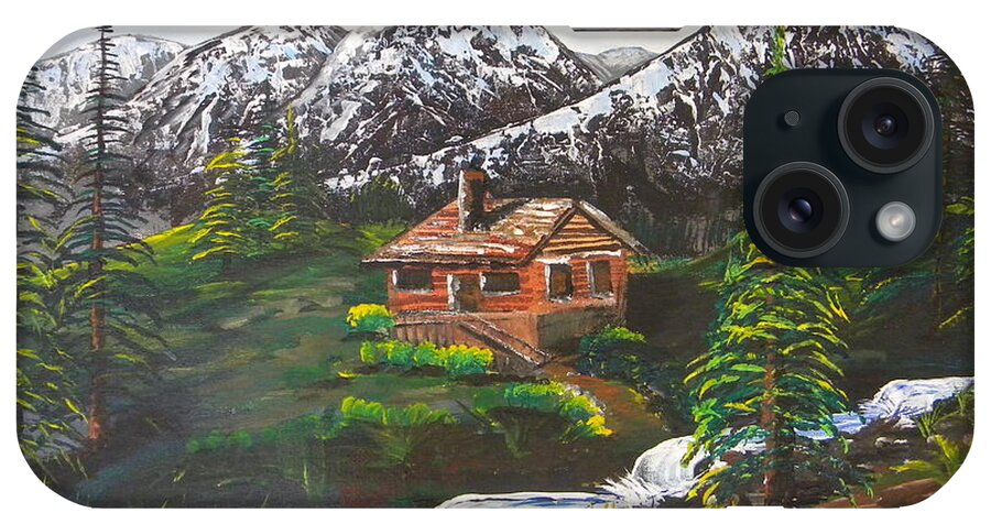 Mountains iPhone Case featuring the painting Cabin in the Woods by Eric Johansen