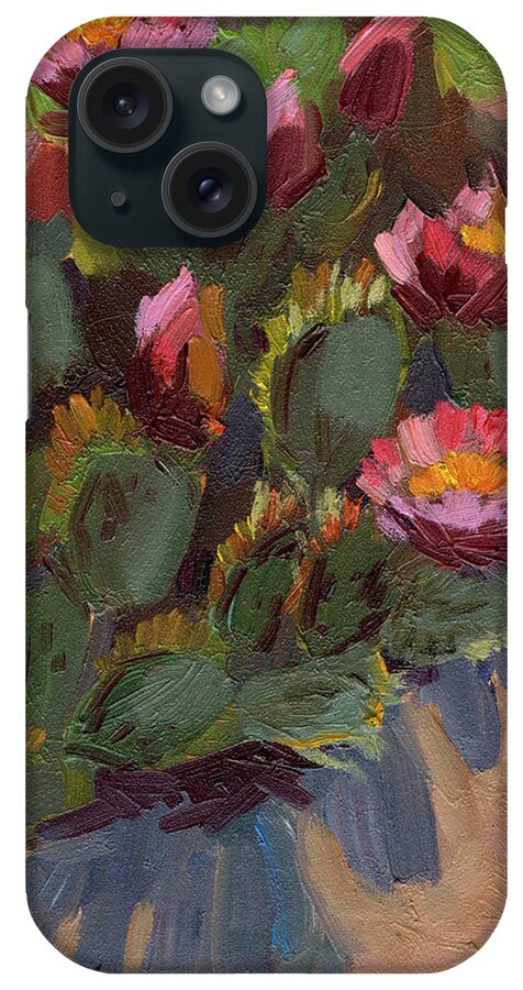 Cactus In Bloom iPhone Case featuring the painting Cactus in Bloom 2 by Diane McClary