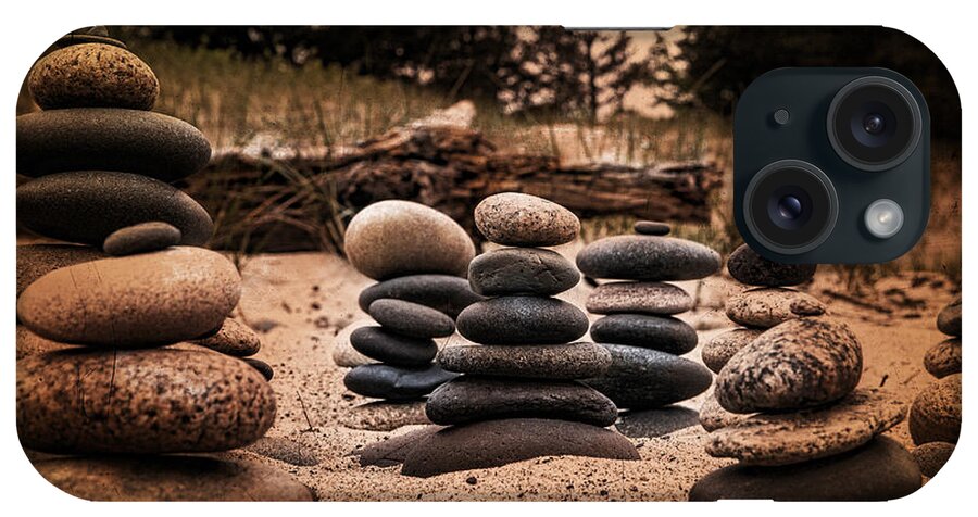 Rock iPhone Case featuring the photograph Cairn Whitefish Point Michigan by Evie Carrier