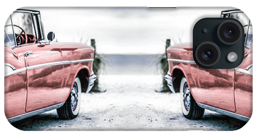 1957 iPhone Case featuring the photograph California Dreaming Chevy Bel Air Cars by Edward Fielding