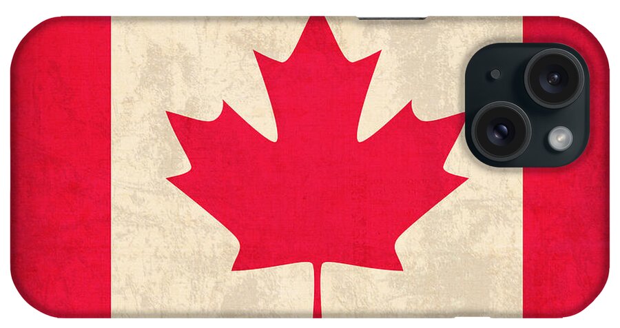 Canada iPhone Case featuring the mixed media Canada Flag Vintage Distressed Finish by Design Turnpike