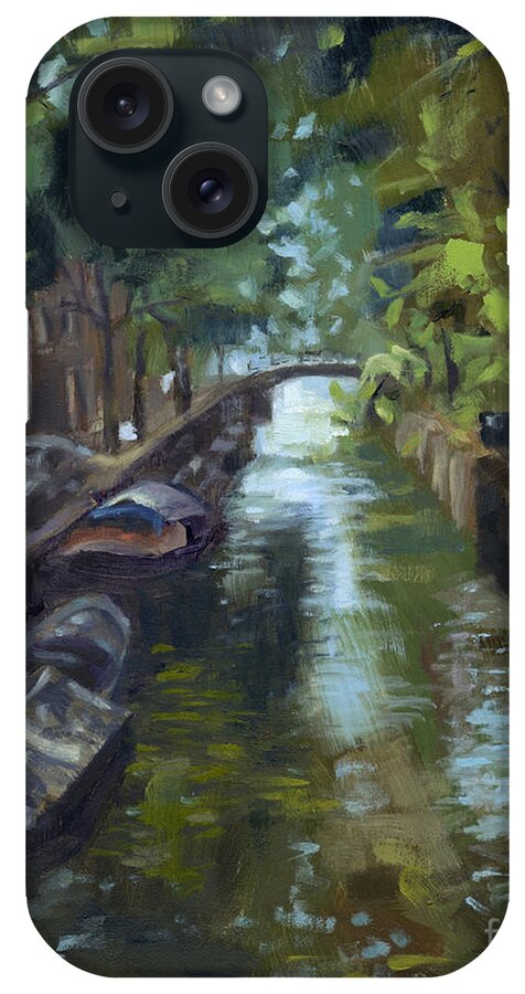 Amsterdam iPhone Case featuring the painting SOLD Canals of Coexistence by Nancy Parsons