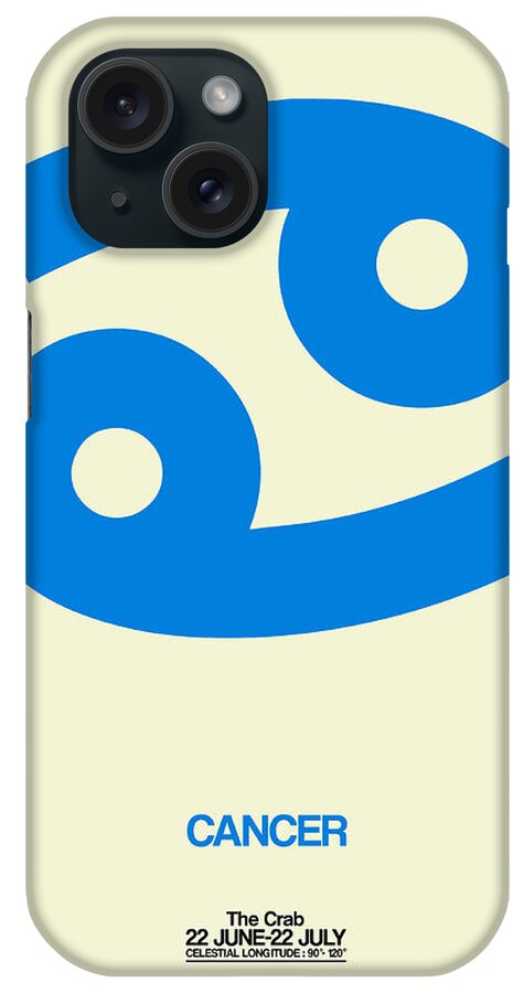 Cancer iPhone Case featuring the digital art Cancer Zodiac Sign Blue by Naxart Studio