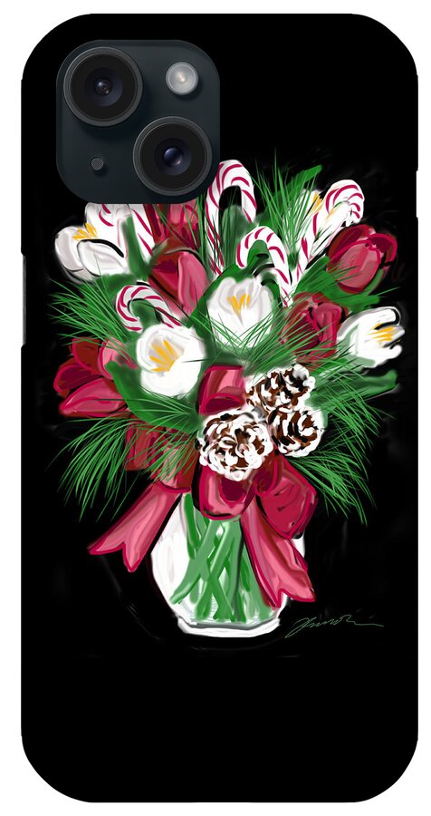 Christmas iPhone Case featuring the painting Candy Cane Bouquet by Jean Pacheco Ravinski
