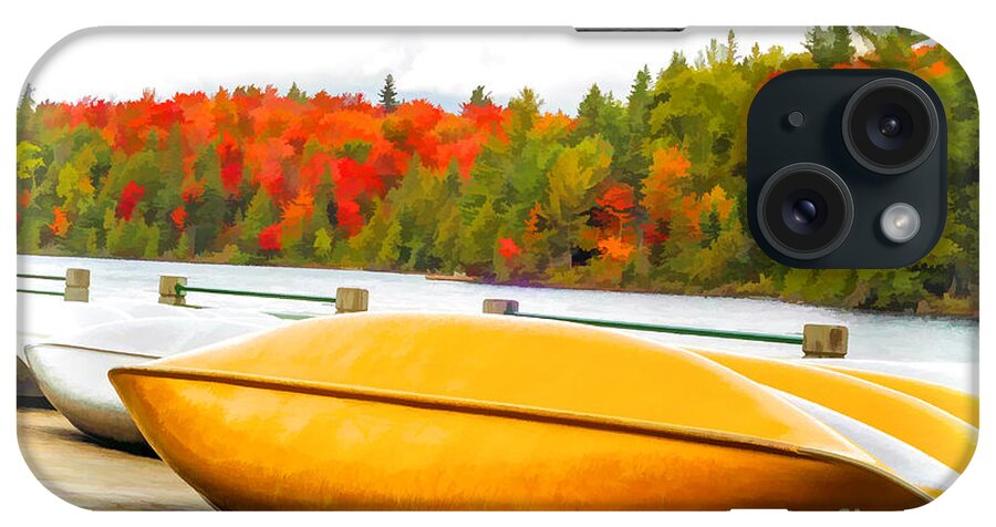 Canoes iPhone Case featuring the photograph Canoes at Algonquin Park - V2 by Les Palenik