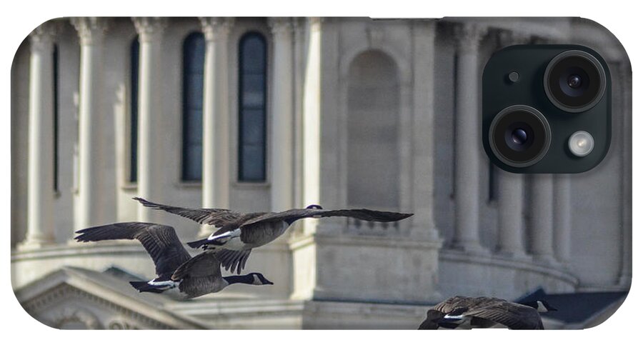 Dakota iPhone Case featuring the photograph Capitol Dome Geese by Greni Graph