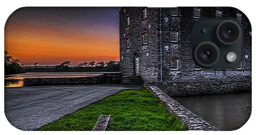 Carew Tidal Mill iPhone Case featuring the photograph Carew Tidal Mill At Sunset Textured by Steve Purnell
