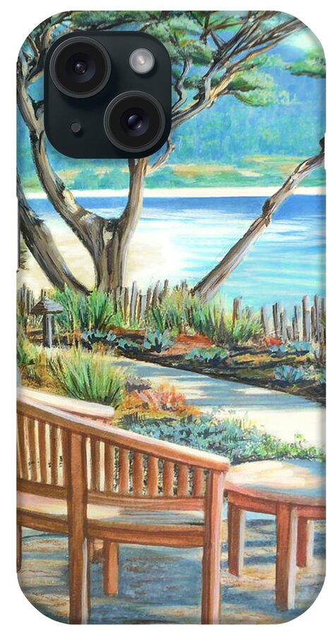 Carmel iPhone Case featuring the painting Carmel Lagoon View by Jane Girardot
