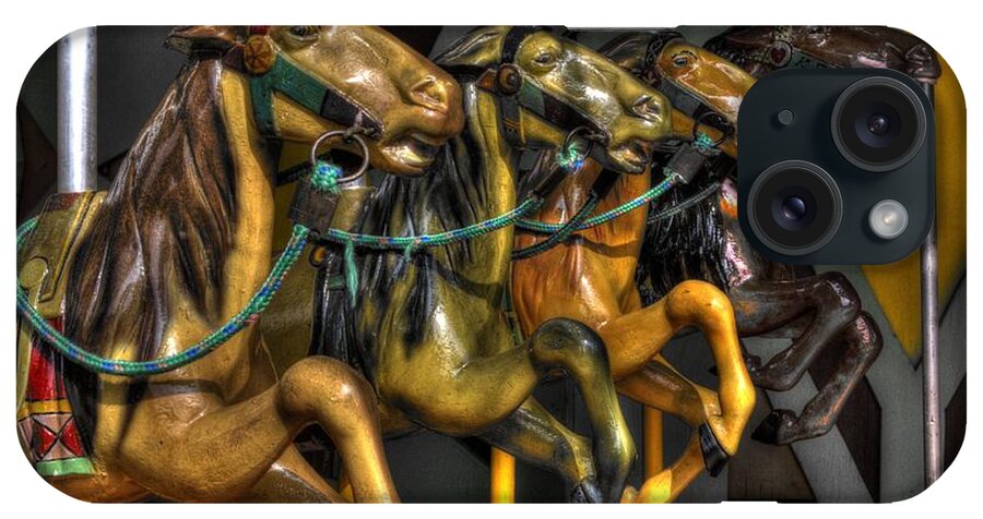 Carousel iPhone Case featuring the photograph Carousel Horses by Deborah Ritch