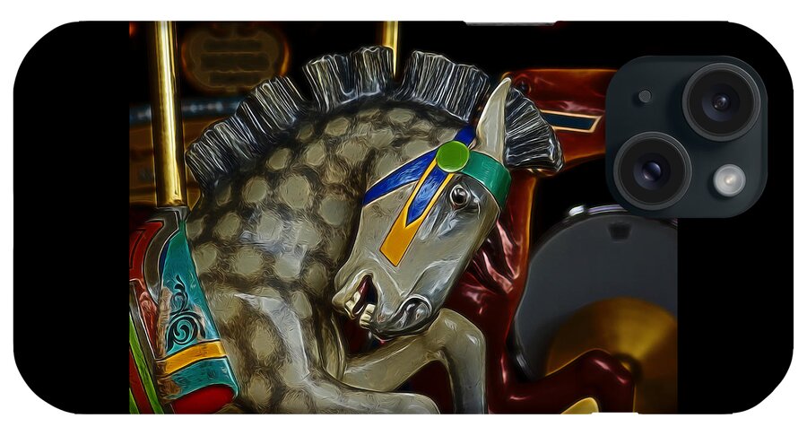 Carousel Horse iPhone Case featuring the digital art Carousel Horses Digital Art by Ernest Echols