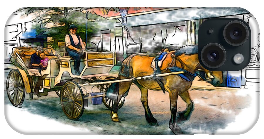 Asheville iPhone Case featuring the mixed media Carriage Ride by John Haldane