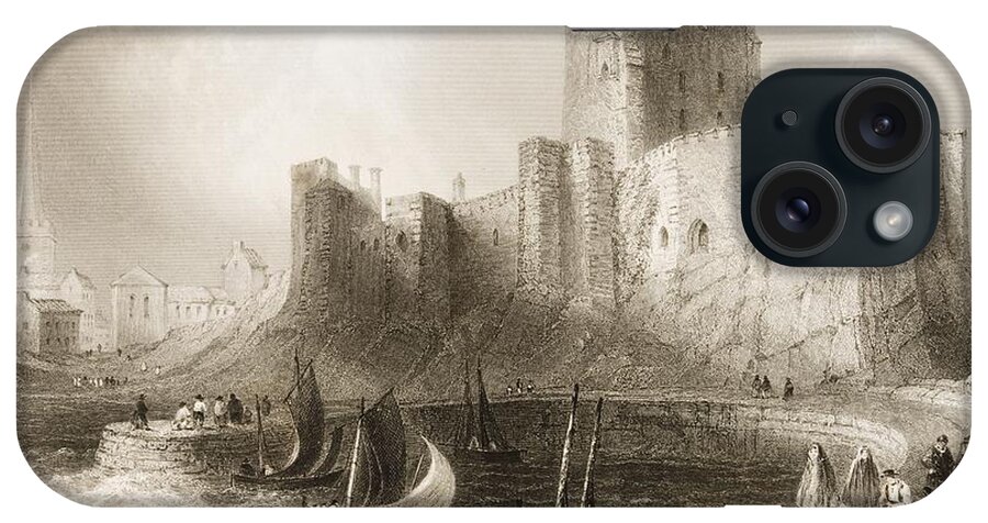 Port iPhone Case featuring the drawing Carrickfergus Castle, County Antrim, Northern Ireland, From Scenery And Antiquities Of Ireland by William Henry Bartlett