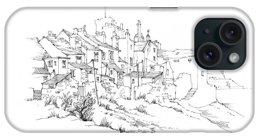 Castletown iPhone Case featuring the drawing Castletown Coastal Houses by Paul Davenport
