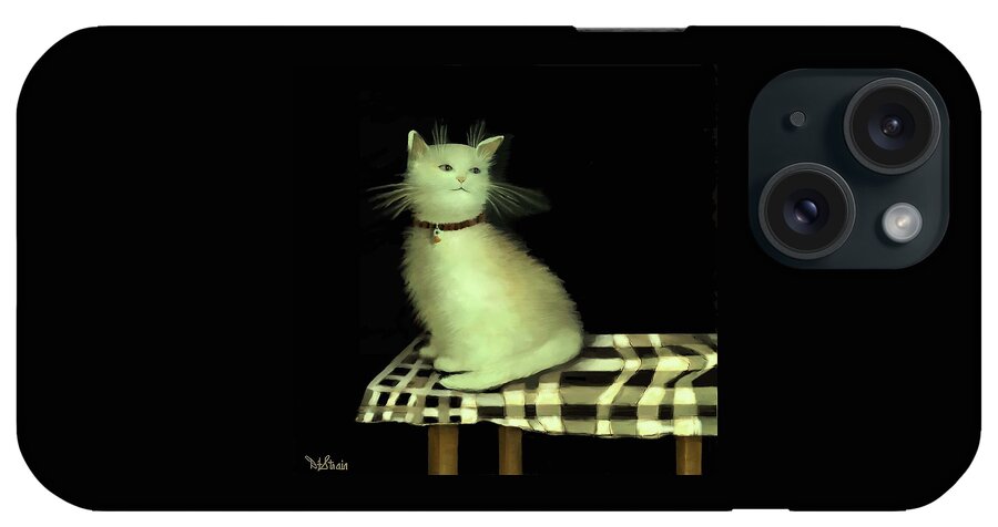 Diane Strain iPhone Case featuring the painting Cat on Checkered Tablecloth  No. 4 by Diane Strain