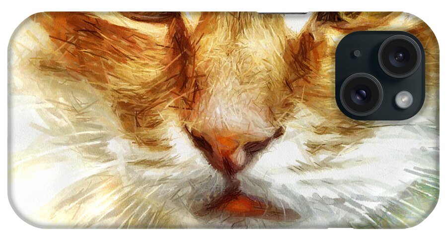 Cat iPhone Case featuring the drawing Cat Portrait - Drawing by Daliana Pacuraru