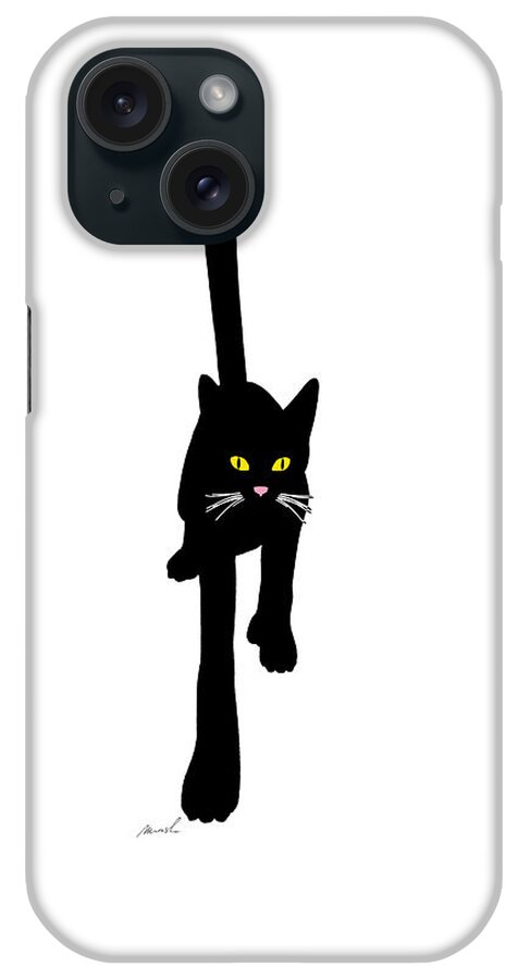 Black iPhone Case featuring the digital art Cat Stepping Forward by The Art of Marsha Charlebois