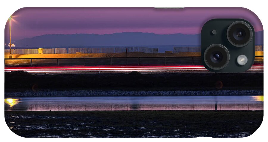 Abstract iPhone Case featuring the photograph Catalina Bolsa Chica PCH Light trails and the Wetlands By Denise Dube by Denise Dube