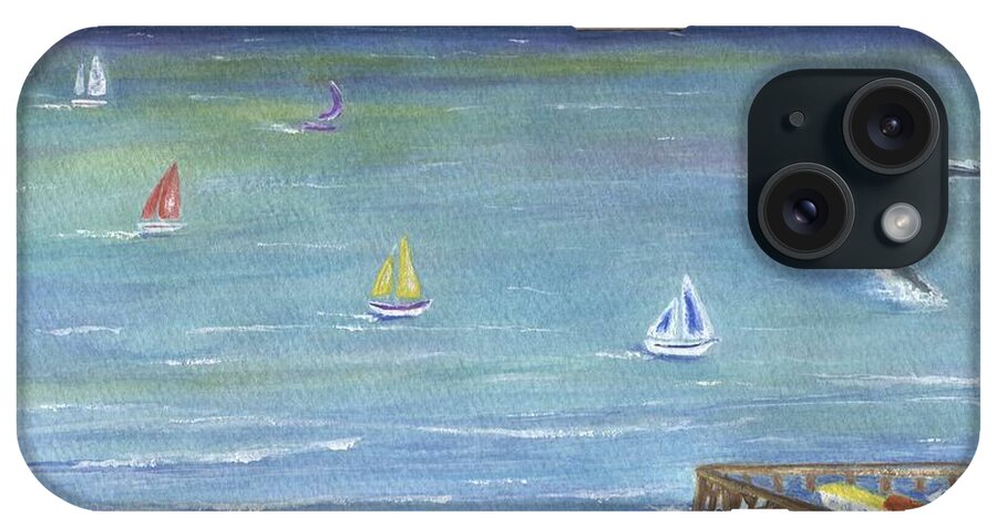 Blue iPhone Case featuring the painting Catalina to Redondo by Jamie Frier