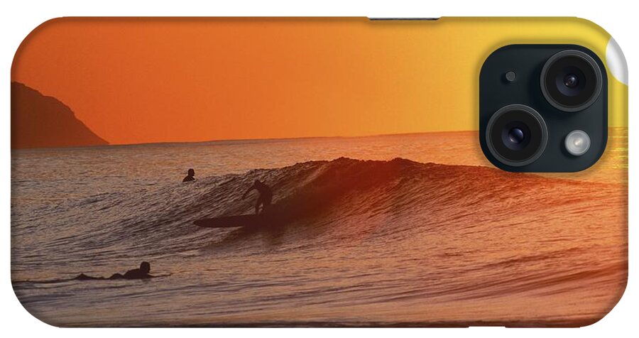 Amaze iPhone Case featuring the photograph Catching A Wave At Sunset by Vince Cavataio - Printscapes