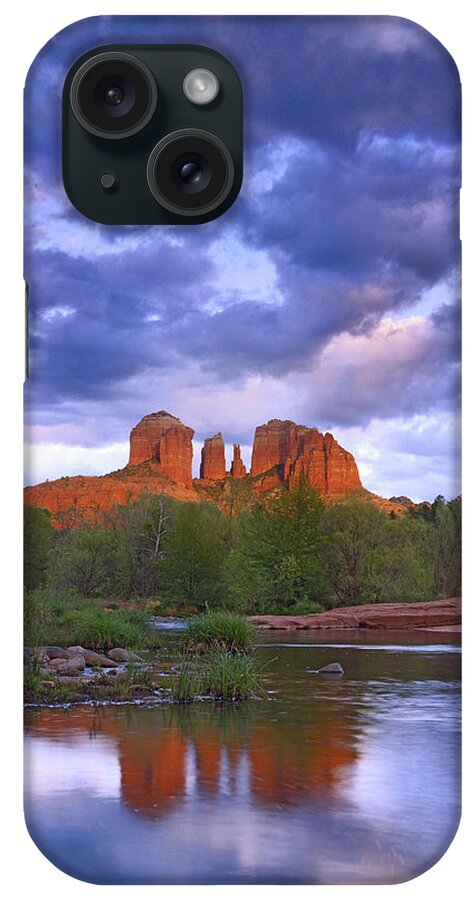 Feb0514 iPhone Case featuring the photograph Cathedral Rock And Oak Creek At Red by Tim Fitzharris
