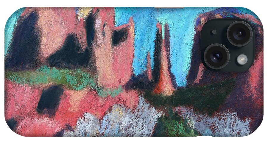 Sedona iPhone Case featuring the painting Cathedral Rock With Gray Trees by Linda Novick