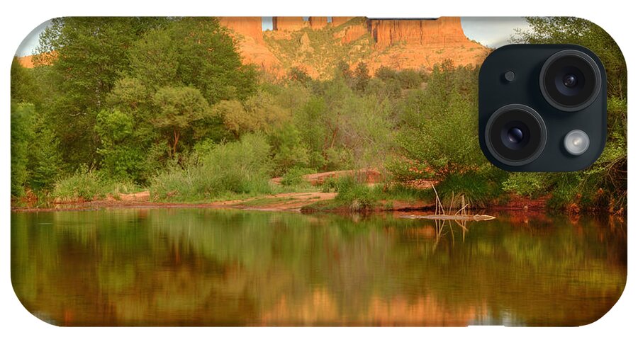 Sedona iPhone Case featuring the photograph Cathedral Rocks Reflection by Alan Vance Ley