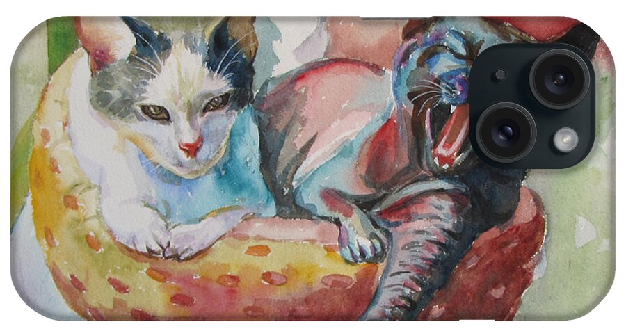 Cats iPhone Case featuring the painting Jack and Neela by Jyotika Shroff