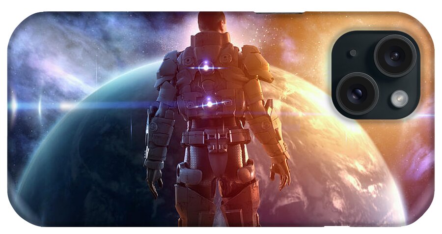 Education iPhone Case featuring the photograph Caucasian Soldier Wearing Glowing Armor by Colin Anderson Productions Pty Ltd