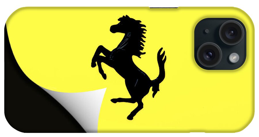 Greeting Card iPhone Case featuring the digital art Cavallino Rampante Ferrari by Maj Seda