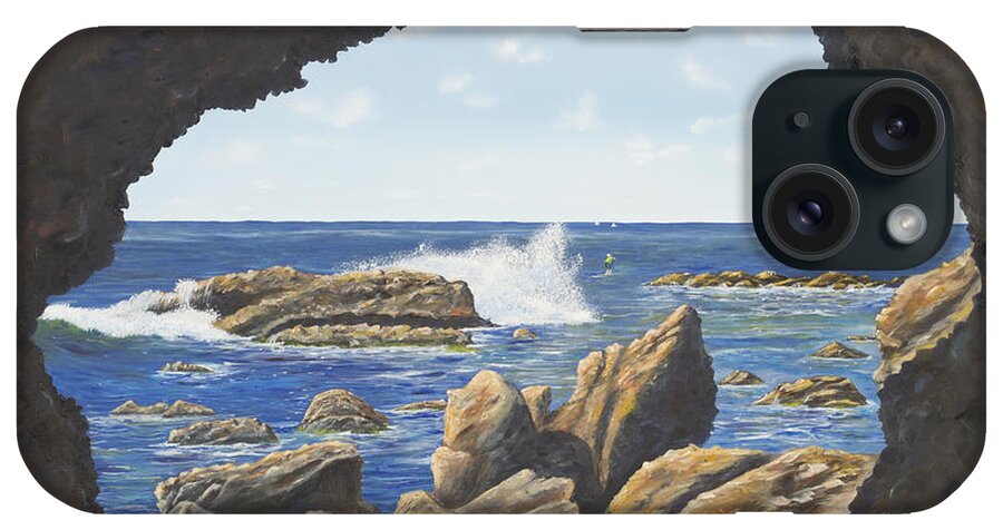 Cave iPhone Case featuring the painting Cave View by Mary Scott