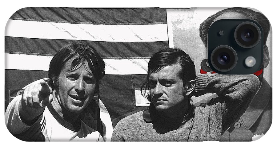 Chairman Mao Mocked American Flag Market Street San Francisco California 1972 iPhone Case featuring the photograph Chairman Mao Mocked American Flag Market Street San Francisco California 1972 by David Lee Guss
