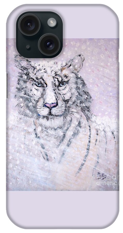 White Tiger iPhone Case featuring the painting Chairman of the Board by Phyllis Kaltenbach