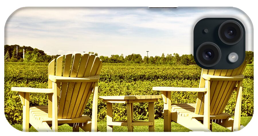Vineyard iPhone Case featuring the photograph Chairs overlooking vineyard by Elena Elisseeva